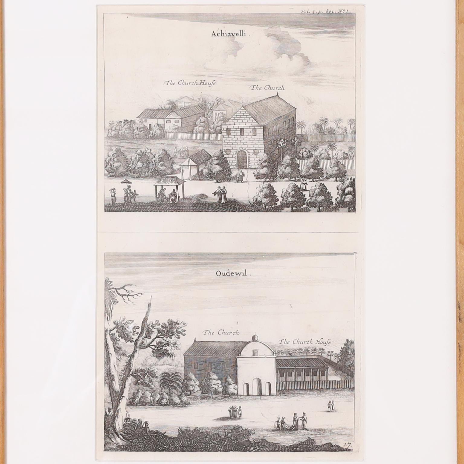 Set of Eight Antique Prints Depicting 17th Century Churches  For Sale 1