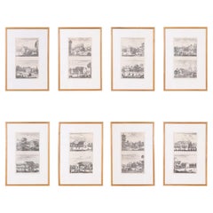 Set of Eight Antique Prints Depicting 17th Century Churches 