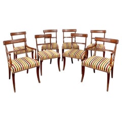 Juego De Ocho Sillas De Comedor Antiguas De Caoba Estilo Regencia