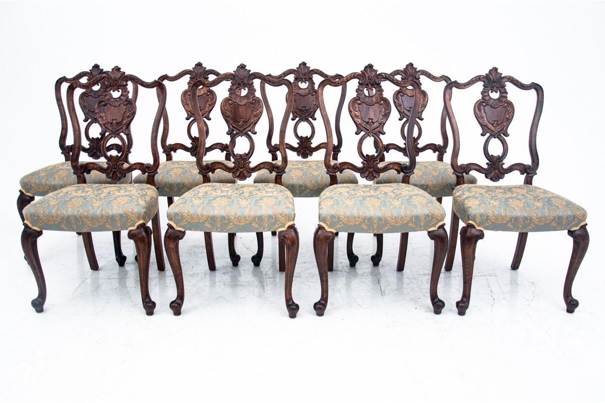 Set of Eight Antique Rococo Chairs, Around 1870, After Renovation 4