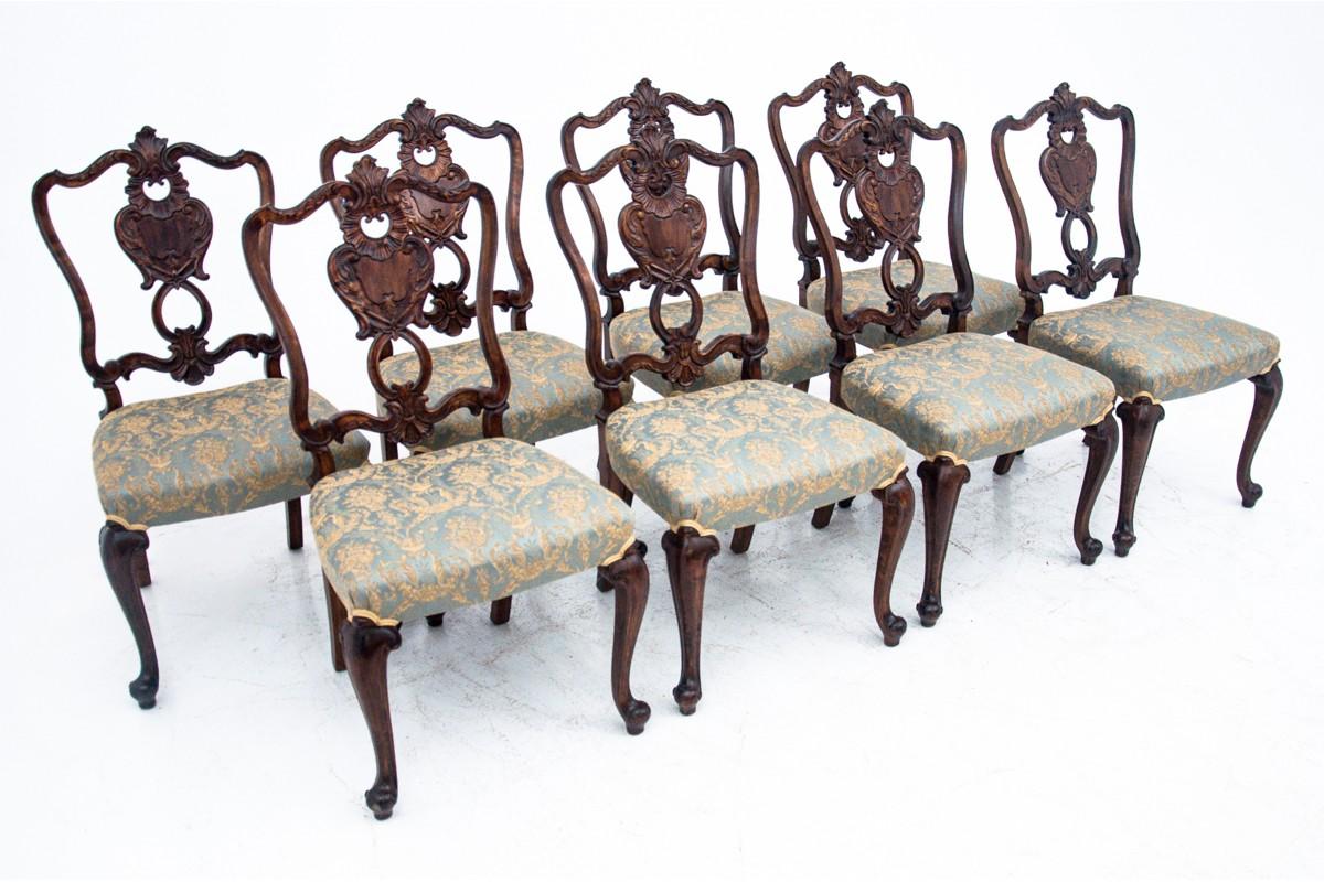 Set of Eight Antique Rococo Chairs, Around 1870, After Renovation 5