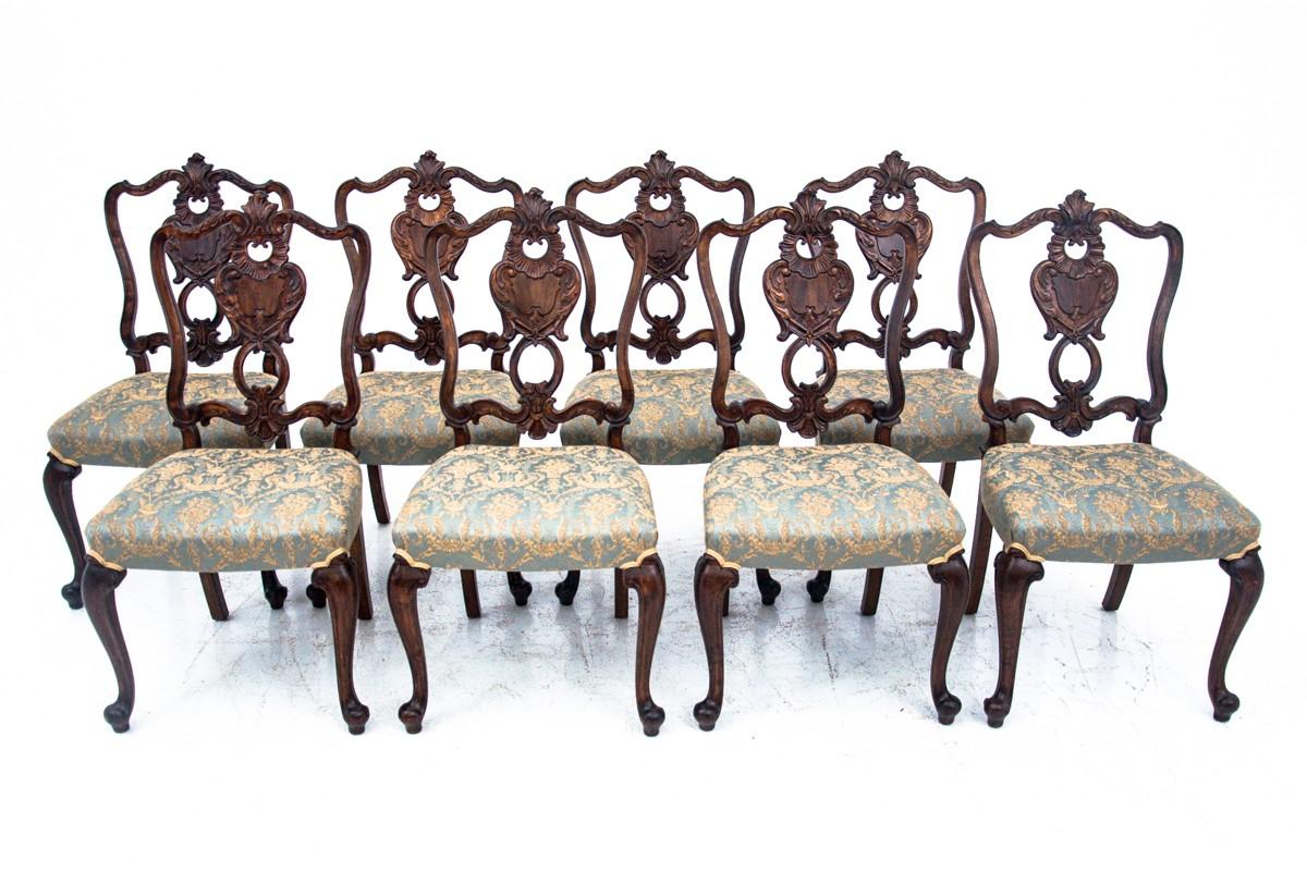 Set of Eight Antique Rococo Chairs, Around 1870, After Renovation 6