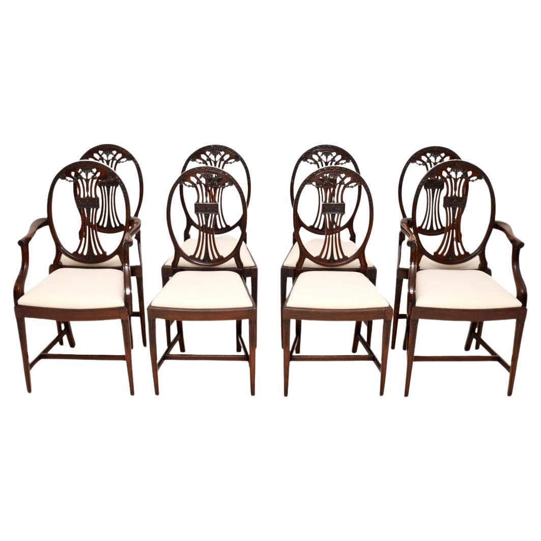 Set of Eight Antique Sheraton Style Dining Chairs