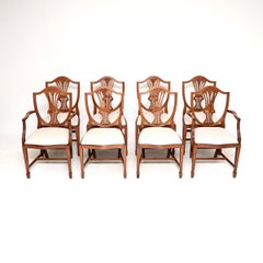 Set of Eight Antique Sheraton Style Shield Back Dining Chairs