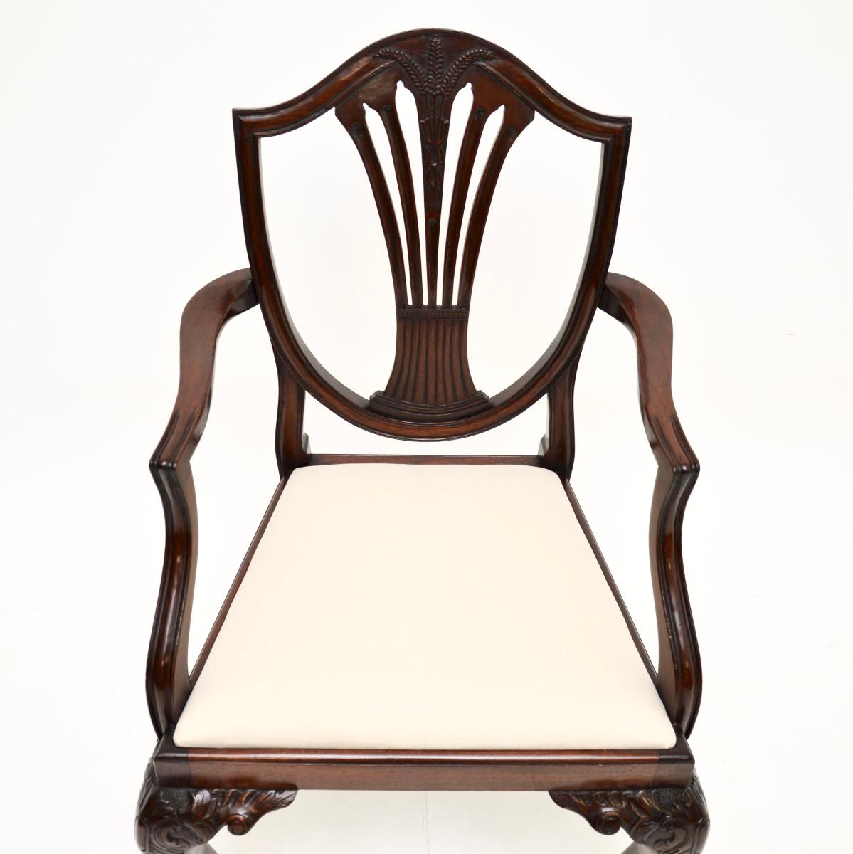 British Set of Eight Antique Shield Back Dining Chairs
