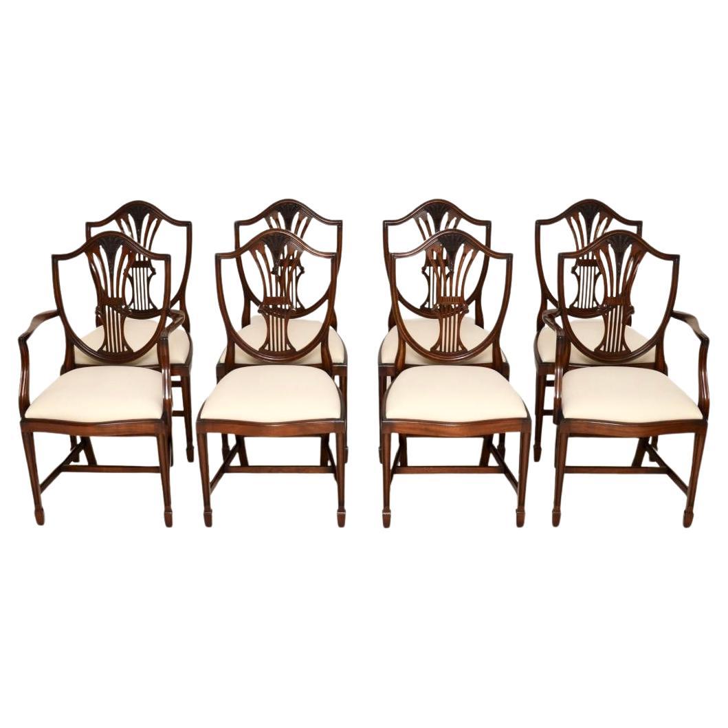 Set of Eight Antique Shield Back Dining Chairs For Sale