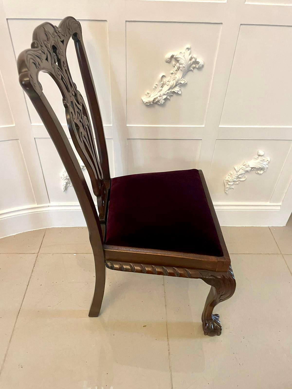 Set of Eight Antique Victorian Quality Carved Mahogany Dining Chairs In Good Condition In Suffolk, GB