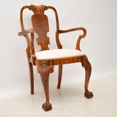 Set of Eight Antique Walnut Queen Anne Dining Chairs