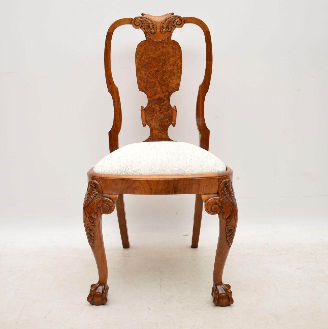 English Set of Eight Antique Walnut Queen Anne Dining Chairs