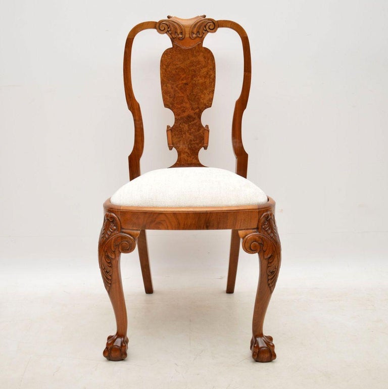 Set of Eight Antique Walnut Queen Anne Dining Chairs at 1stDibs