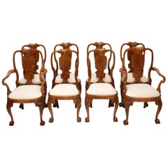 Set of Eight Antique Walnut Queen Anne Dining Chairs