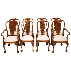 Set of Eight Antique Walnut Queen Anne Dining Chairs