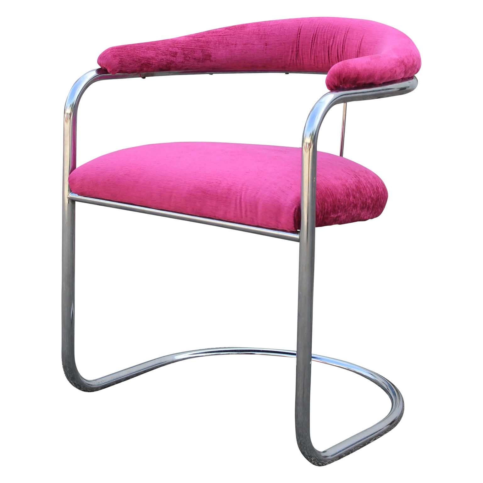 pink and chrome dining chairs