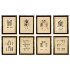 Set of Eight Architectural Etchings in Custom Frames