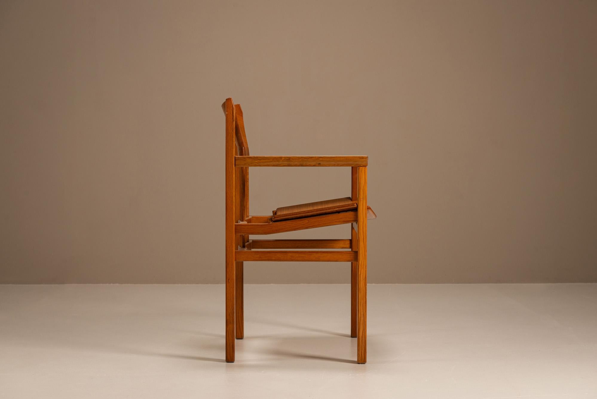 Set of Eight Armchairs in Oak by Giuseppe Rivadossi, Italy Roble