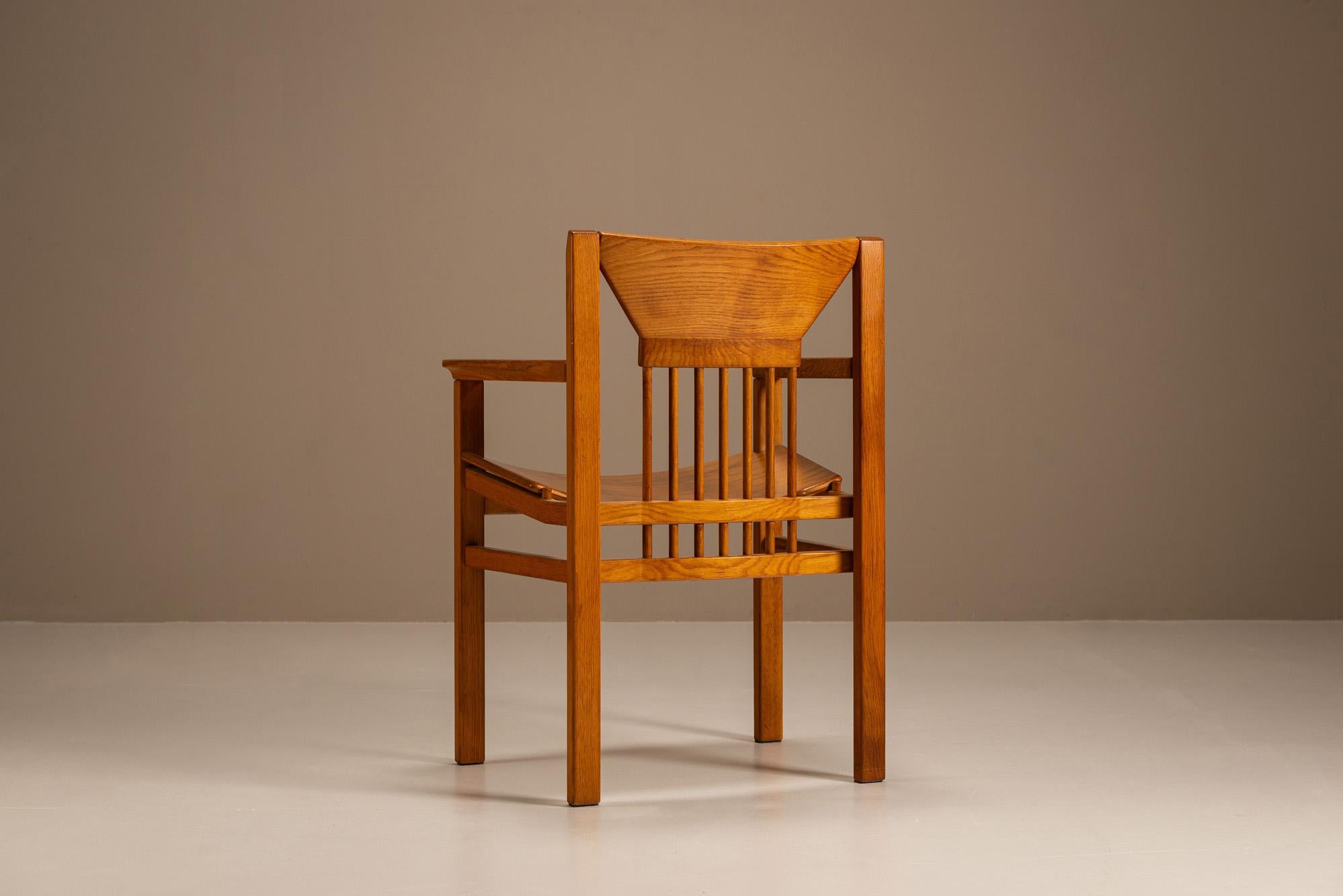 Set of Eight Armchairs in Oak by Giuseppe Rivadossi, Italy 1