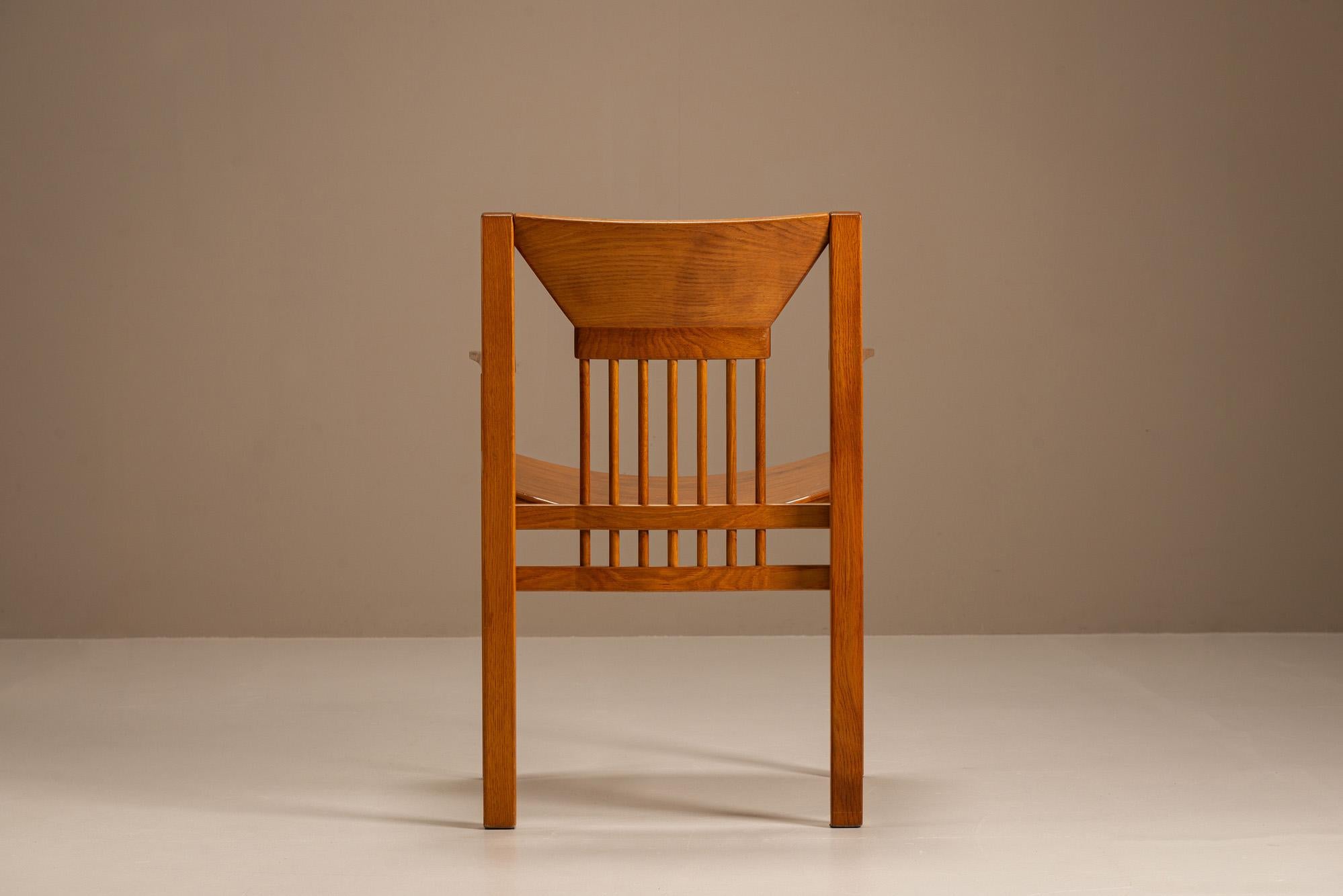 Set of Eight Armchairs in Oak by Giuseppe Rivadossi, Italy 2