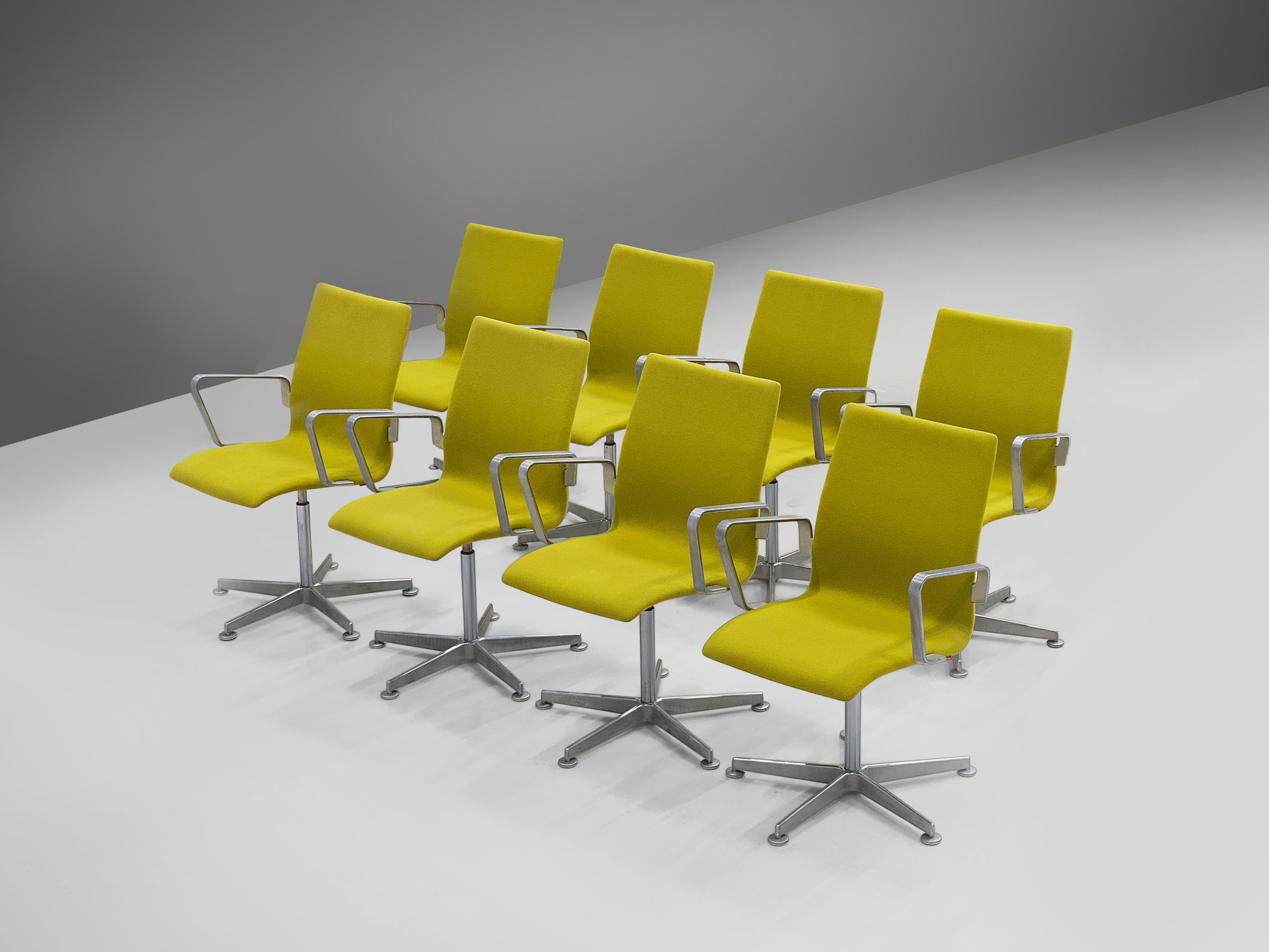 Contemporary Arne Jacobsen for Fritz Hansen Set of Eight 'Oxford' Chairs