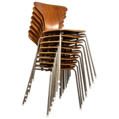 Set of Eight Arne Jacobsen Mosquito Chairs, Fritz Hansen, Denmark, 1950s