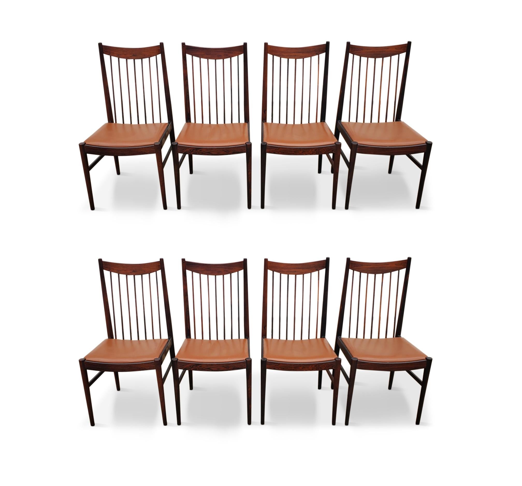 Mid-Century Modern Set of Eight Arne Vodder Brazilian Rosewood Dining Chairs by Sibast Denmark  For Sale