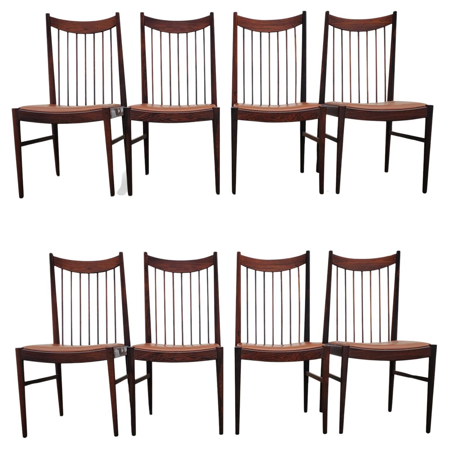 Set of Eight Arne Vodder Brazilian Rosewood Dining Chairs by Sibast Denmark 