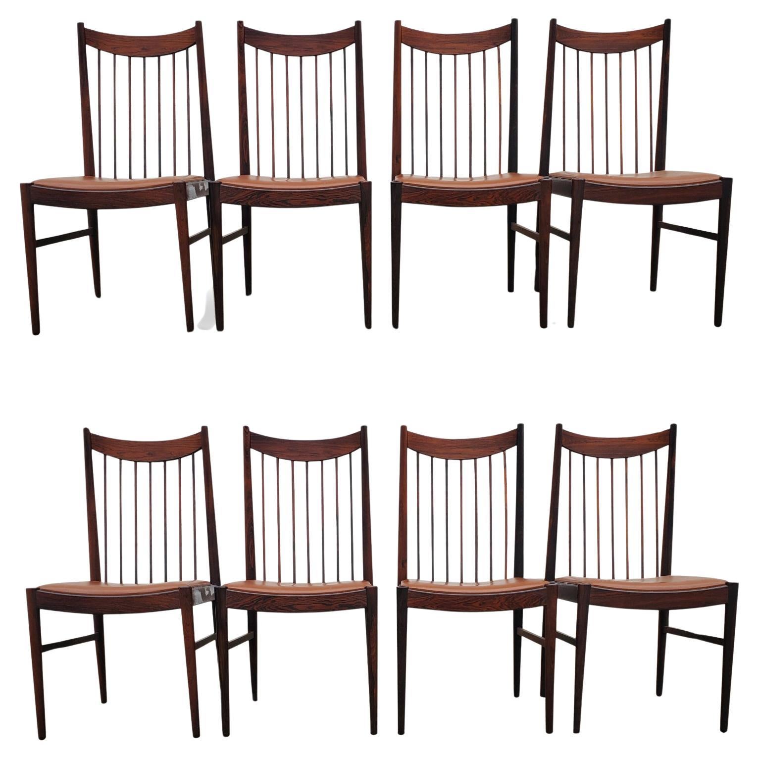 Set of Eight Arne Vodder Brazilian Rosewood Dining Chairs by Sibast Denmark For Sale