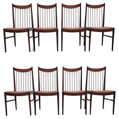 Set of Eight Arne Vodder Brazilian Rosewood Dining Chairs by Sibast Denmark 