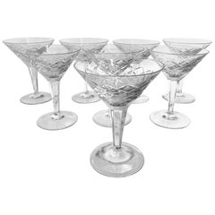 geometric cocktail glasses Set of Eight Art Deco Crystal Cocktail Glasses with Geometric Pattern Design