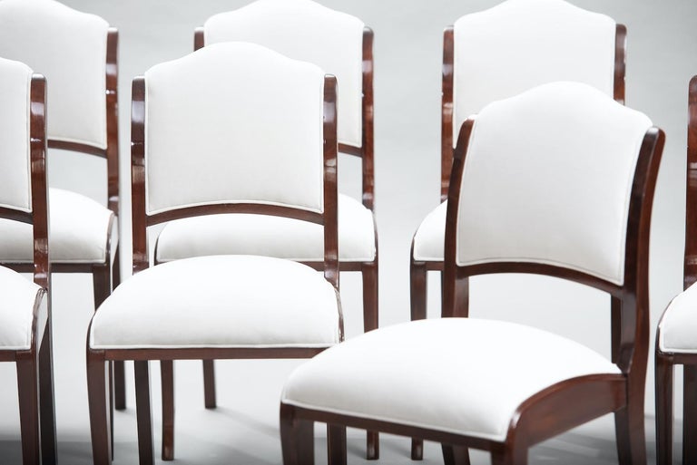 Mid-20th Century Set of Eight Art Deco Dining Chairs