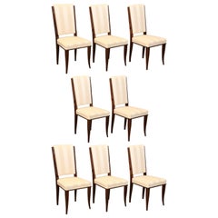 Set of Eight Art Deco French Dinning Chairs in Walnut Set of Eight Art Deco French Dinning Chairs in Walnut