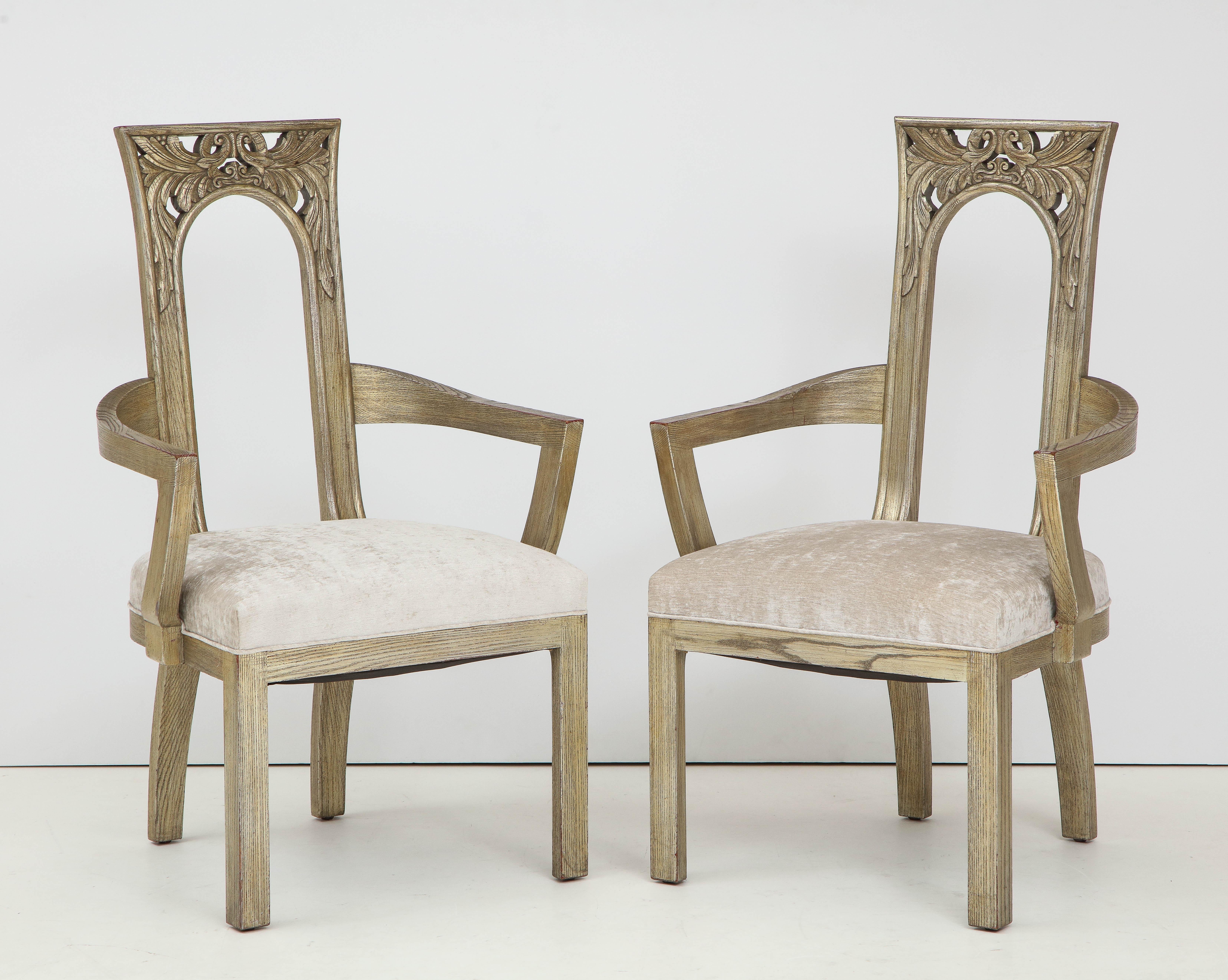American Set of Eight Art Deco Influenced Dining Chairs by James Mont For Sale