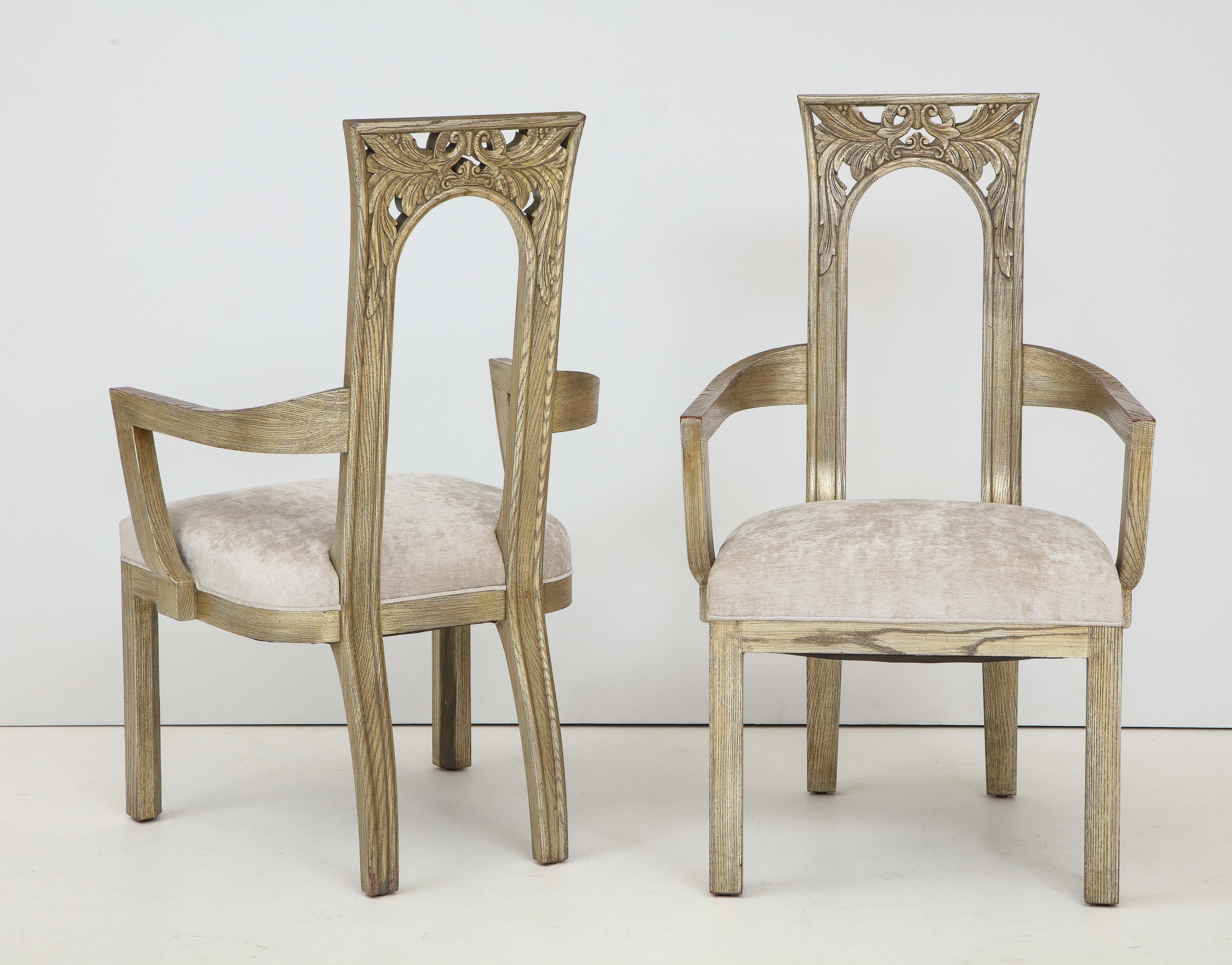 Set of Eight Art Deco Influenced Dining Chairs by James Mont In Good Condition For Sale In New York, NY
