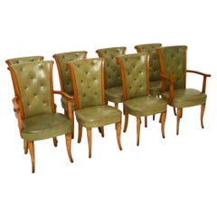 Ensemble de huit chaises de salle à manger Art déco en cuir et noyer par Hille