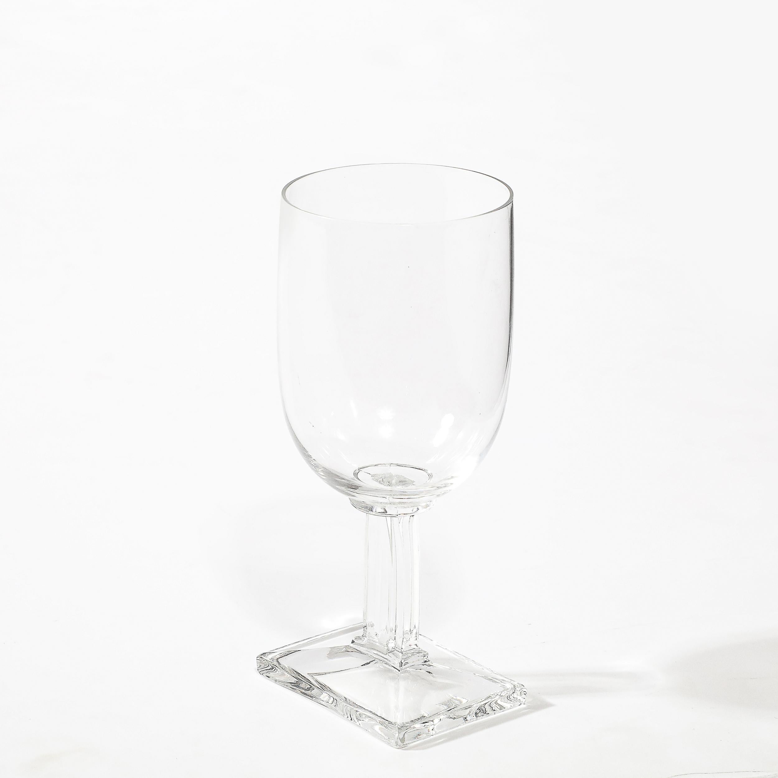 20th Century Set of Eight Art Deco Style Rectangular Base Stemmed Drinking Glasses For Sale