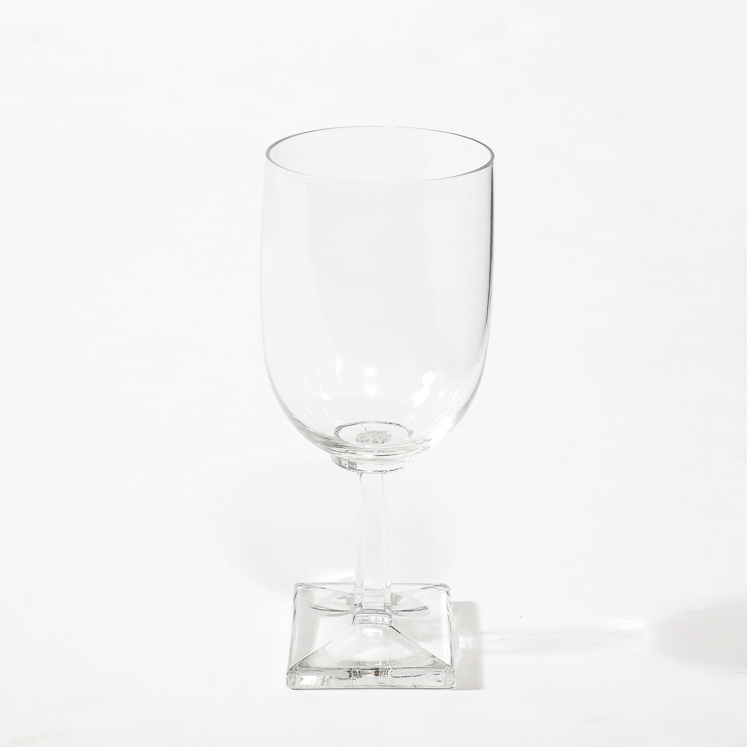 Set of Eight Art Deco Style Rectangular Base Stemmed Drinking Glasses For Sale 1