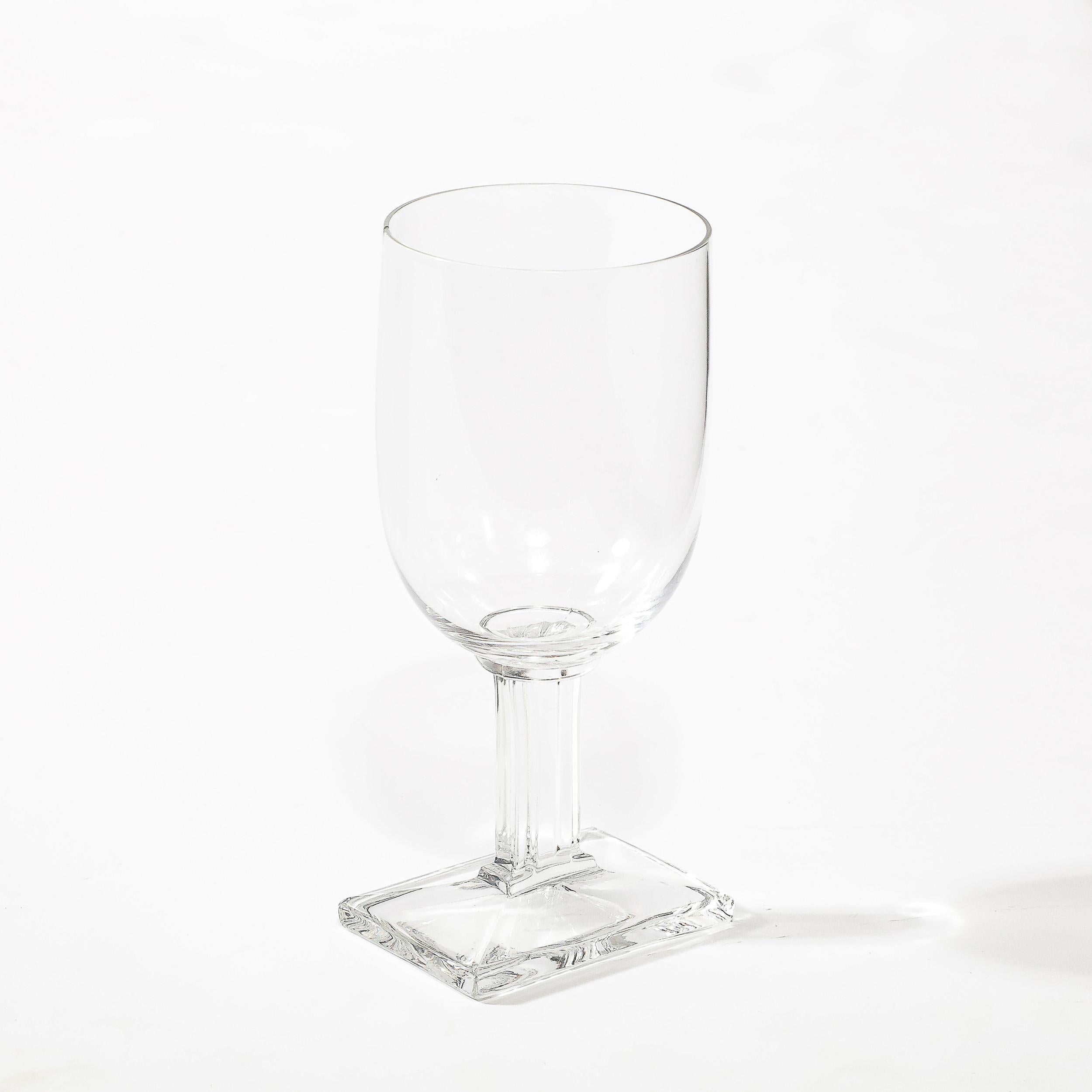 Set of Eight Art Deco Style Rectangular Base Stemmed Drinking Glasses For Sale 2