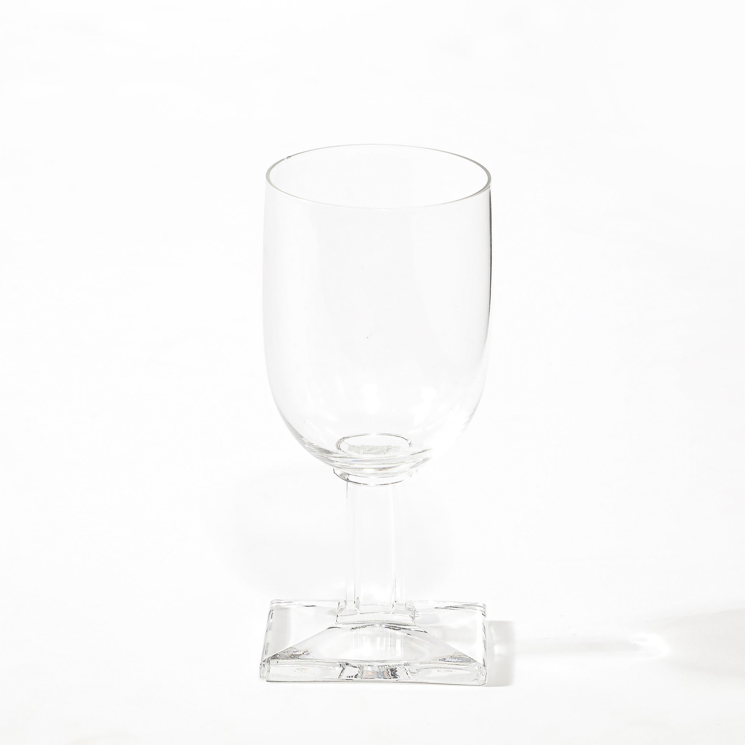Set of Eight Art Deco Style Rectangular Base Stemmed Drinking Glasses For Sale 4