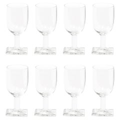 Set di otto bicchieri a stelo con base rettangolare in stile Art Deco