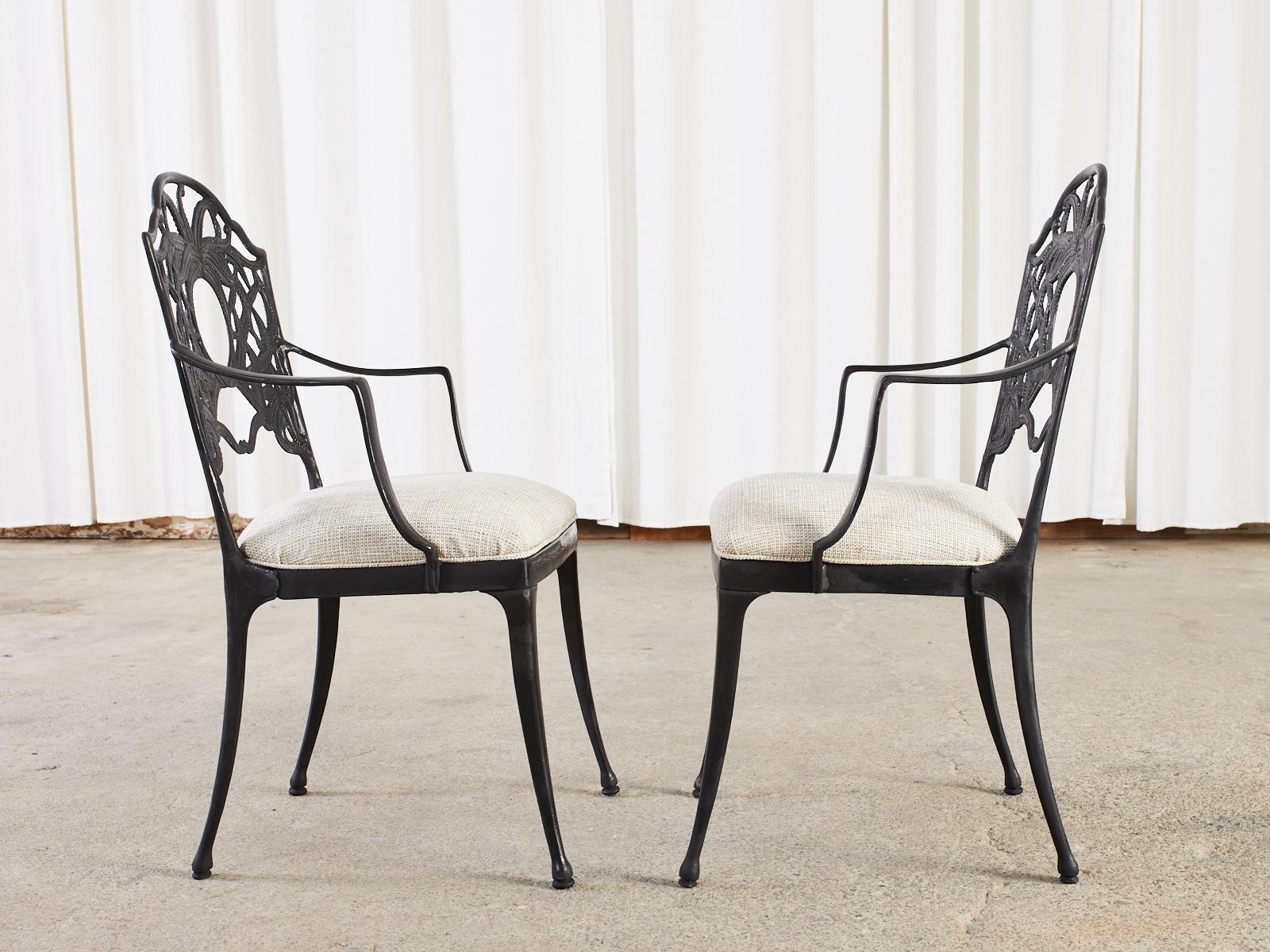 Set of Eight Art Nouveau Style Aluminum Garden Dining Armchairs For Sale 8