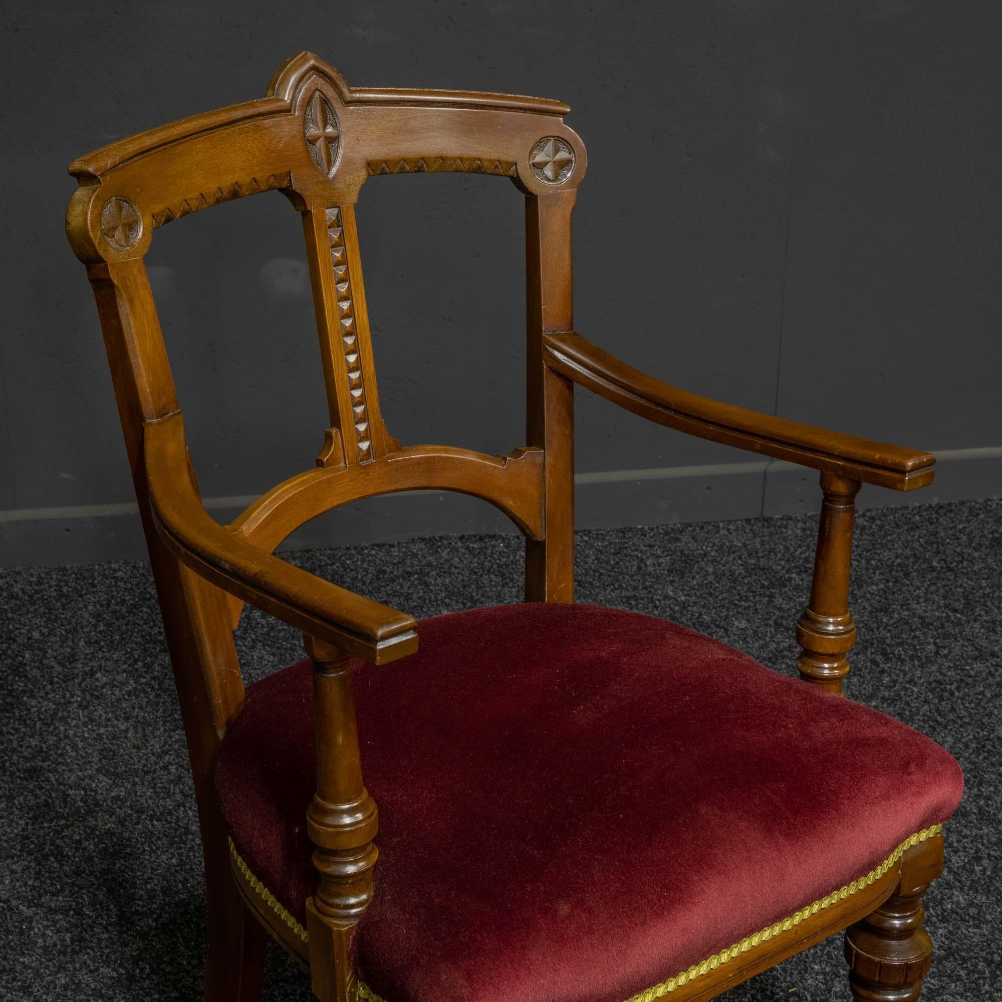 19th Century Set of Eight Arts & Crafts Mahogany Chairs