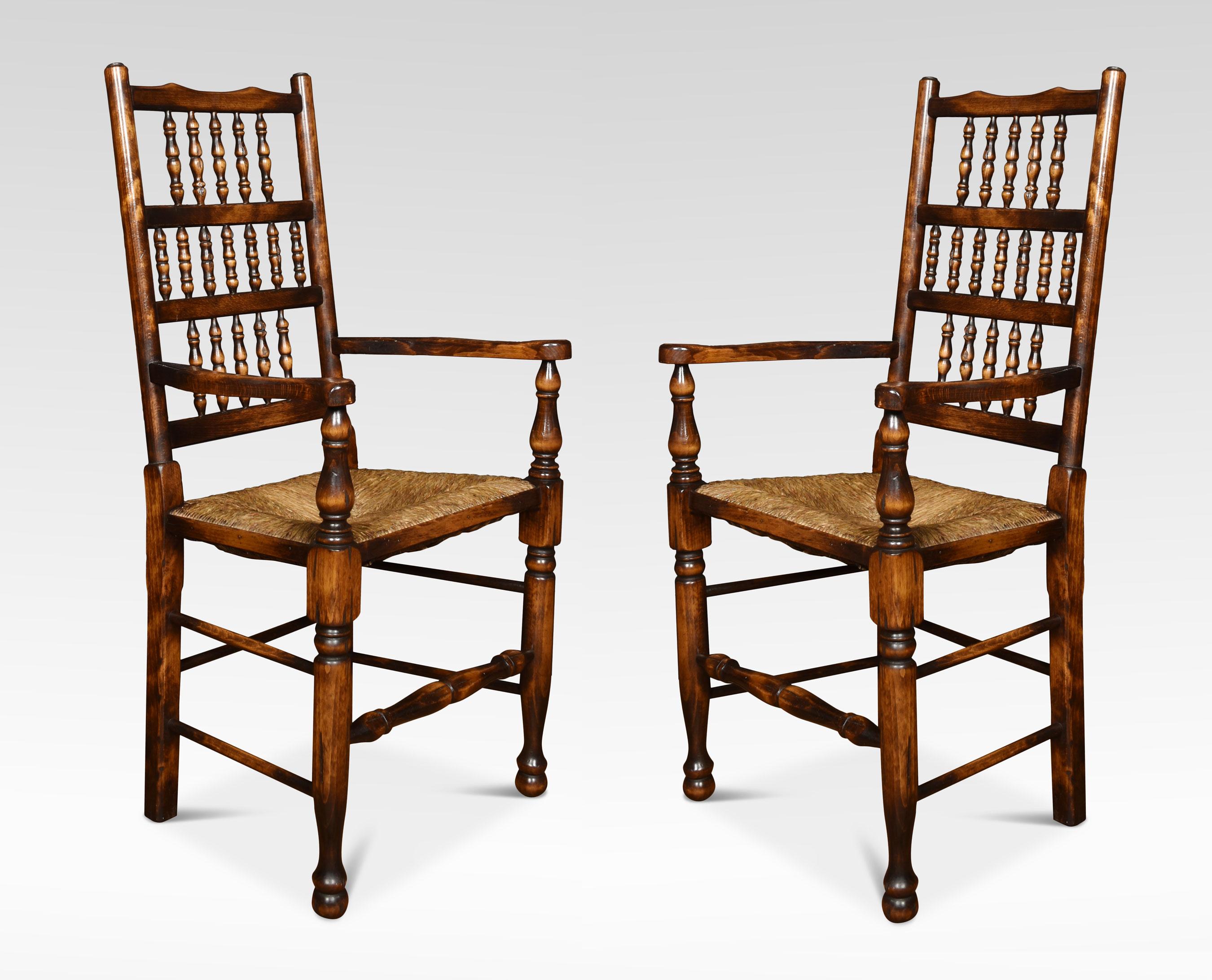 20th Century Set of Eight Ash Spindle Back Chairs