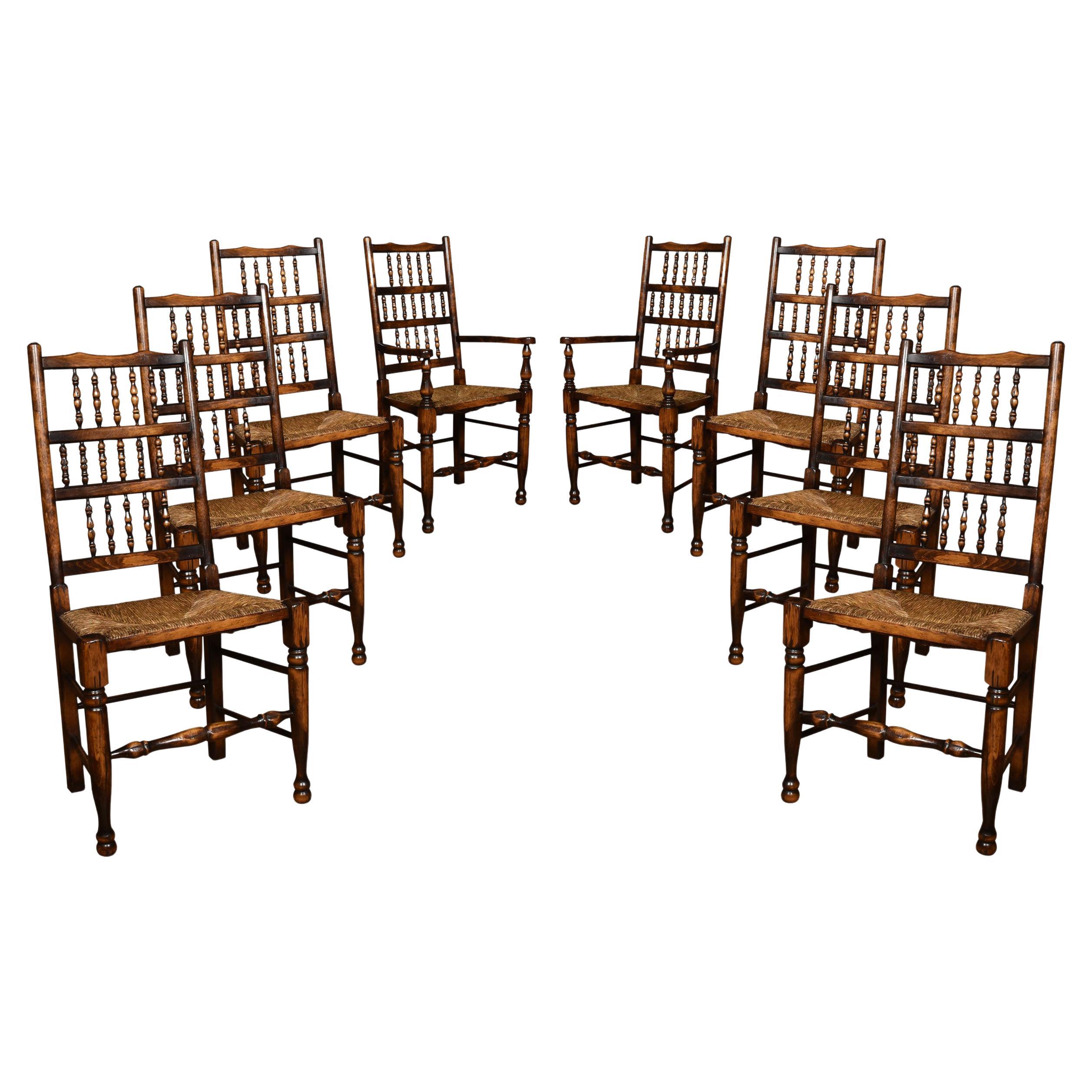 Set of Eight Ash Spindle Back Chairs