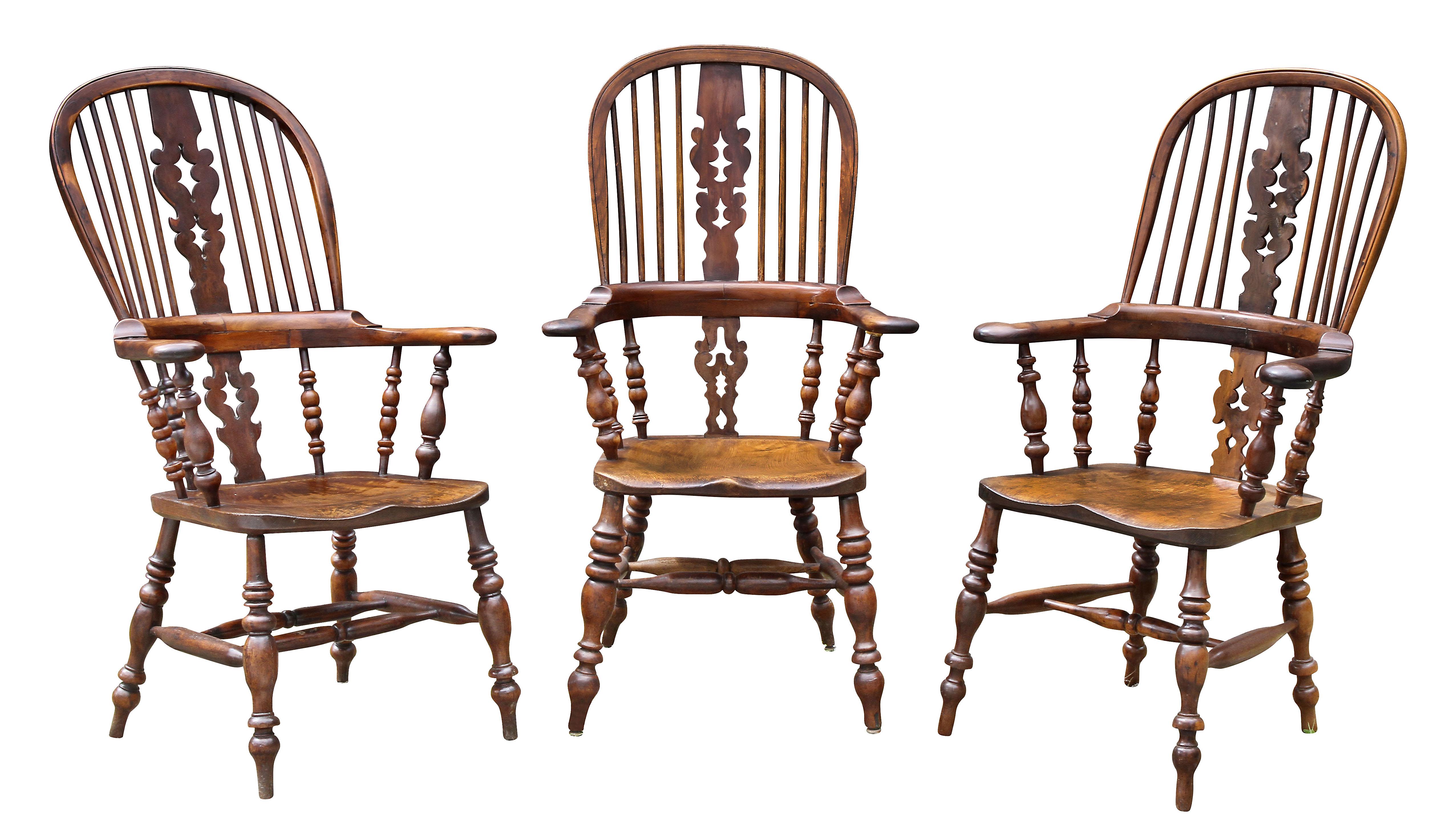 Set of Eight Assembled Regency Yewwood Windsor Armchairs 6