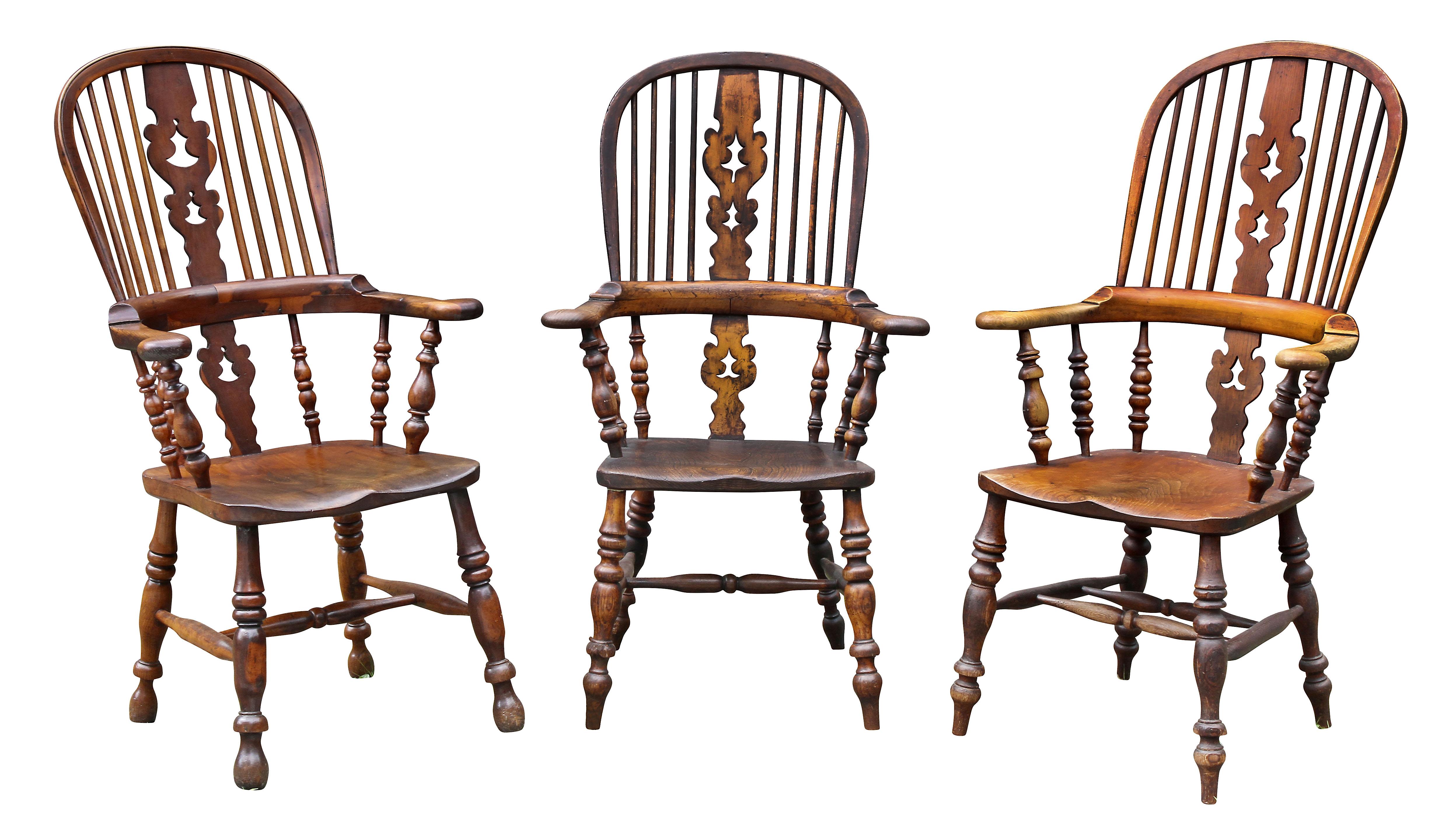 Set of Eight Assembled Regency Yewwood Windsor Armchairs 7