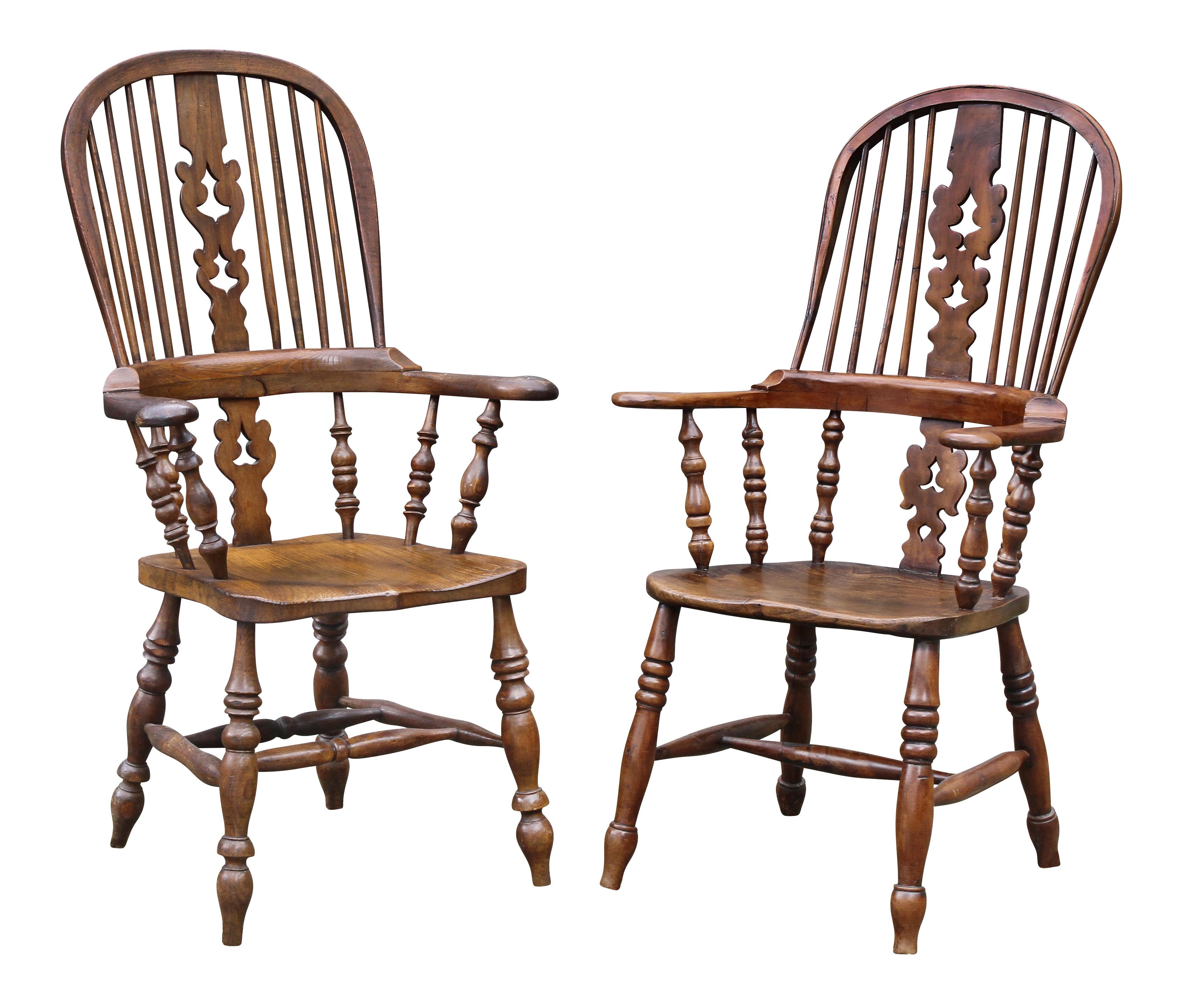 Set of Eight Assembled Regency Yewwood Windsor Armchairs 8