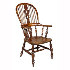 Set of Eight Assembled Regency Yewwood Windsor Armchairs