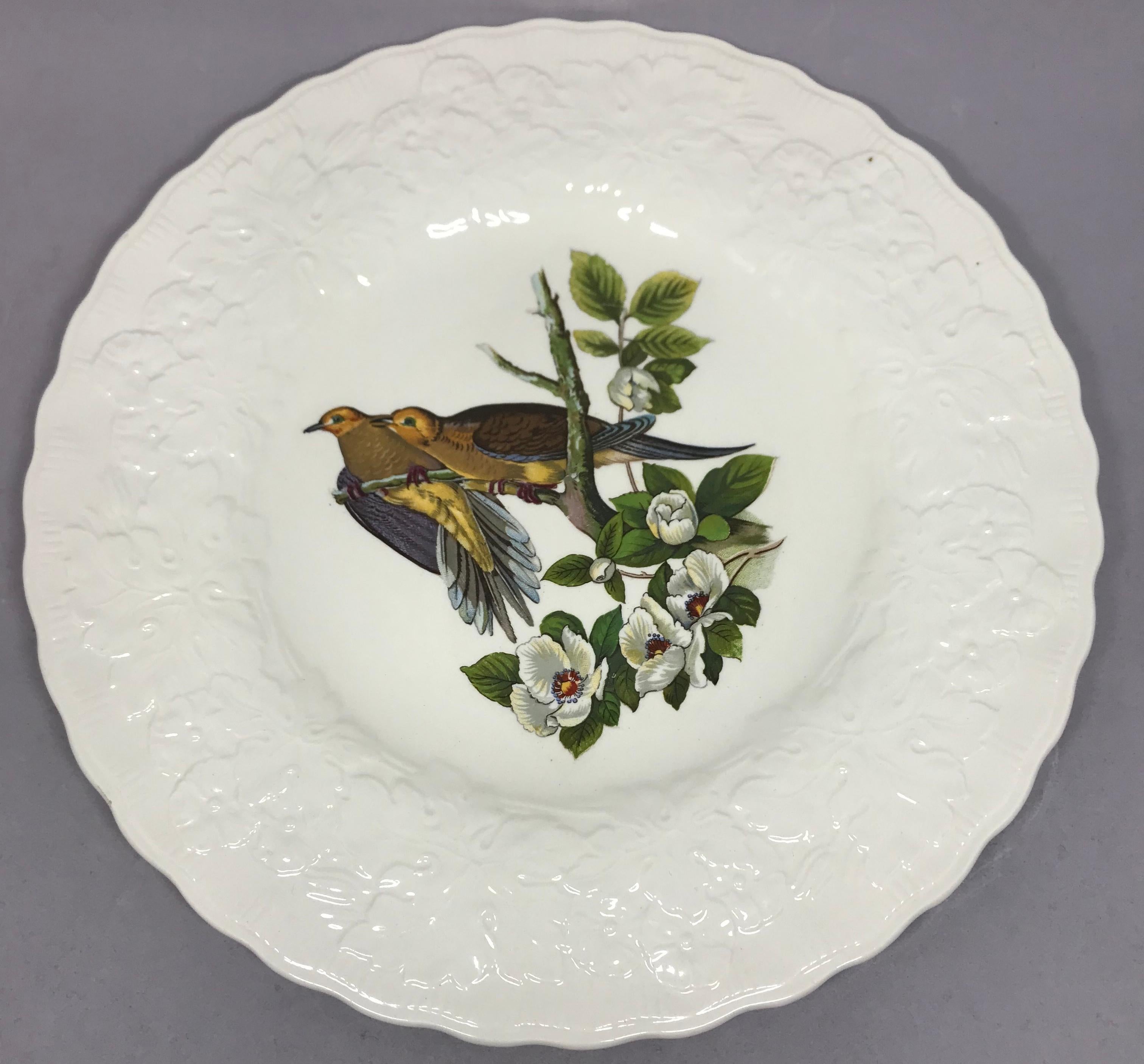 English Set of Eight Audubon Bird Dinner Plates