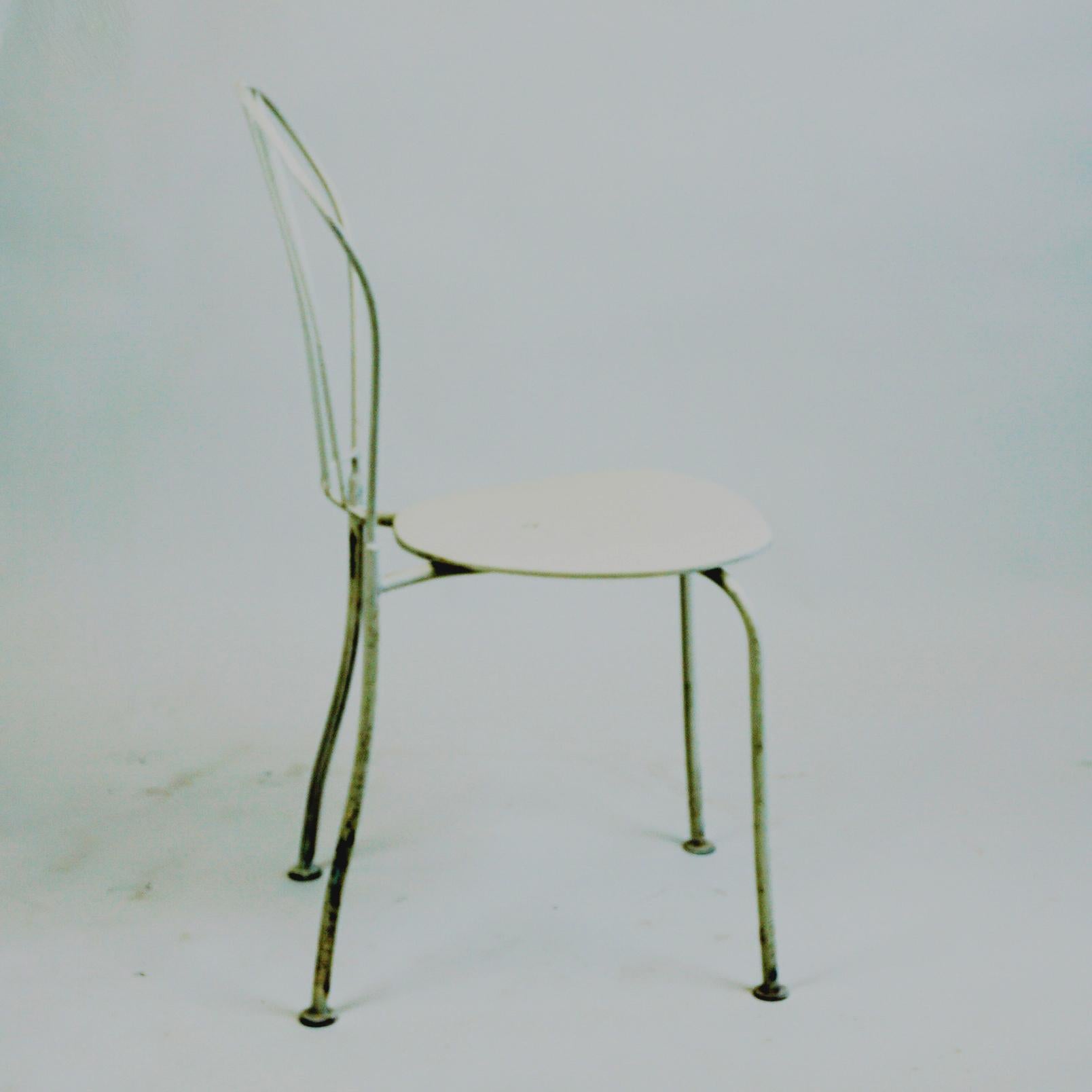 Mid-Century Modern Set of Eight Austrian Midcentury White Metal Stackable Garden Chairs
