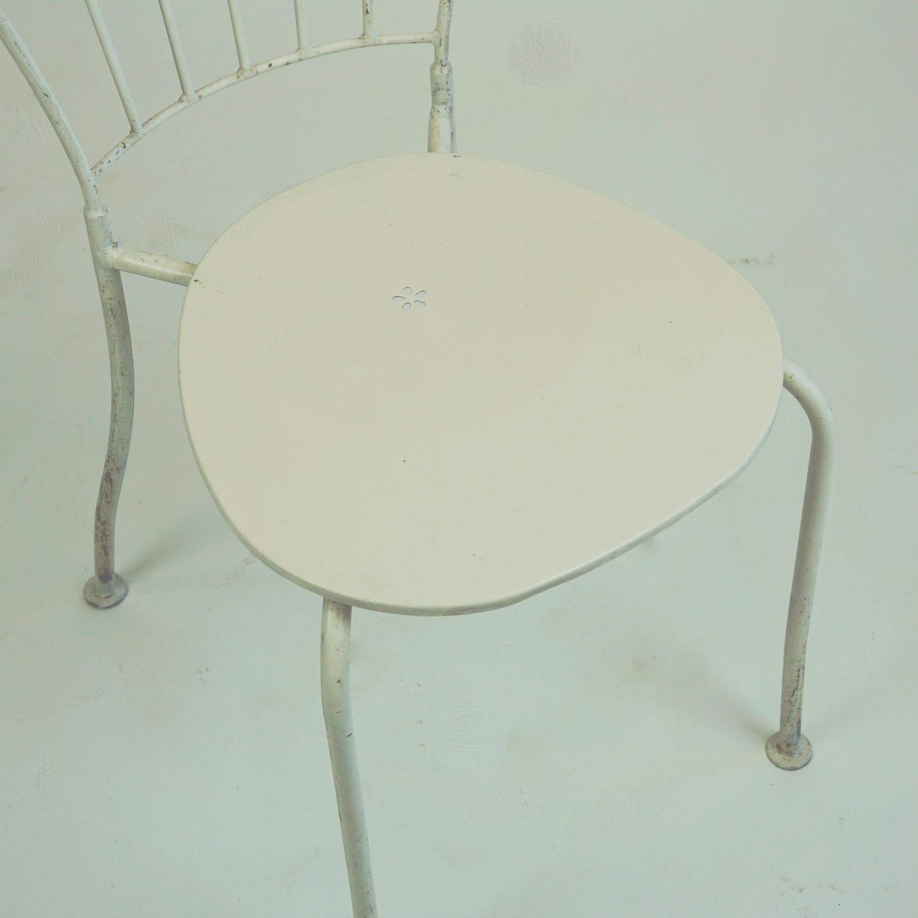 Set of Eight Austrian Midcentury White Metal Stackable Garden Chairs 1