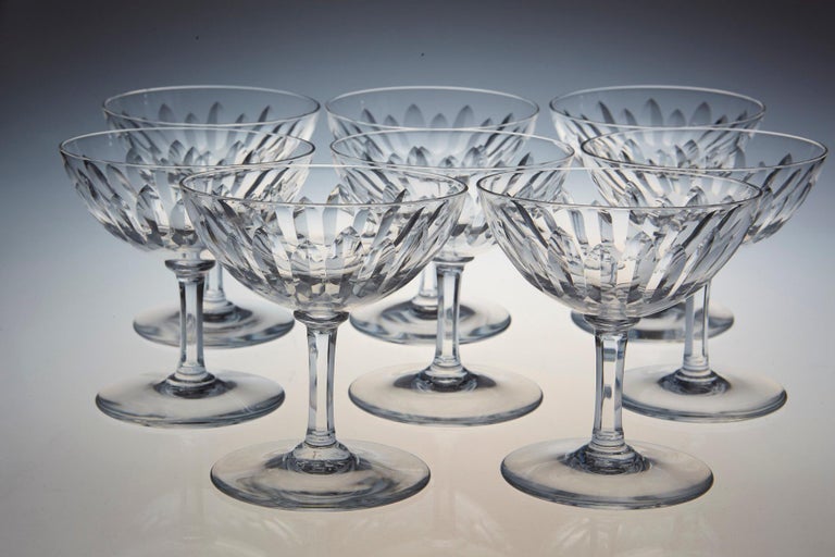 Set of Eight Baccarat Crystal 'Verone' Pattern Champagne Coupe, circa 1950s at 1stDibs